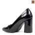 Черни лачени елегантни дамски обувки с висок ток 21564-1