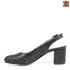 Черни дамски сандали на ток с красива перфорация 21575-1
