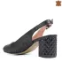 Черни дамски сандали на ток с красива перфорация 21575-1