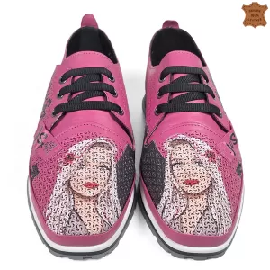 Цикламени дамски обувки с арт мотиви 21582-3...