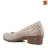 Бежови дамски обувки от естествена кожа с нисък ток 21589-1
