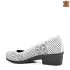 Бели дамски обувки от естествена кожа с нисък ток 21589-2