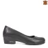 Черни дамски обувки от естествена кожа с нисък ток 21589-3