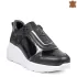 Ефектни дамски черни спортни обувки от естествена кожа 21600-1