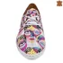 Кожени дамски обувки в бяло с ефектен цветен принт 21603-1