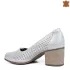 Ежедневни дамски обувки в бял цвят на среден ток 21608-3