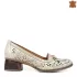 Бежови дамски пролетно летни обувки с панделка на ток 21609-2