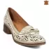 Бежови дамски пролетно летни обувки с панделка на ток 21609-2