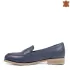 Кожени дамски ежедневни обувки в син цвят с нисък ток 21616-2