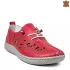 Червени кожени дамски пролетни обувки с перфорация 21617-2
