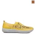 Жълти кожени дамски пролетни обувки с перфорация 21617-3
