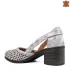 Пролетно летни кожени дамски обувки в бяло на ток 21619-3