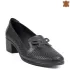 Черни дамски пролетно летни обувки от кожа с панделка 21622-1