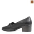 Черни дамски пролетно летни обувки от кожа с панделка 21622-1