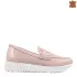 Ежедневни дамски кожени обувки с перфорация в розов цвят 21623-2