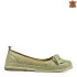 Кокетни дамски кожени пролетно летни обувки в зелено 21628-5