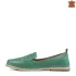 Дамски обувки тип мокасини от естествена кожа в зелено 21629-3