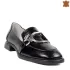 Лачени дамски черни ежедневни обувки с нисък ток 21648-1