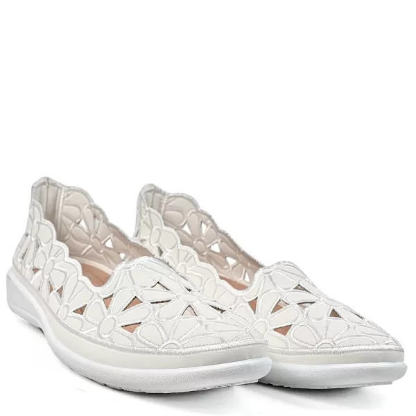 Пролетно летни дамски ниски обувки от еко кожа в бяло 21656-2