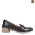 Дамски ежедневни кожени обувки в черно на ток 21665-2