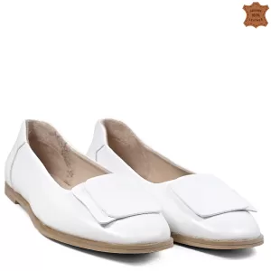 Кожени ниски дамски ежедневни обувки в бял цвят 21...