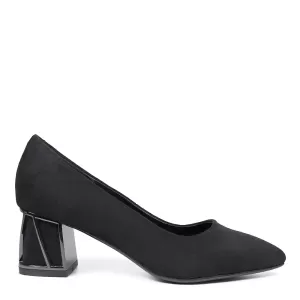 Дамски елегантни обувки Eliza в черно с ефектен ток 21678-1