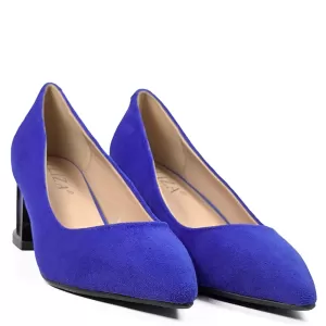 Дамски елегантни обувки Eliza в синьо с ефектен ток 21678-3