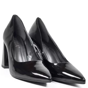 Лачени дамски обувки Eliza в черно с висок ток 216...