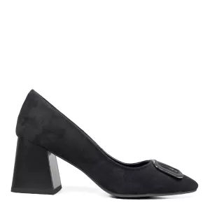 Велурени дамски елегантни обувки Eliza в черен цвя...