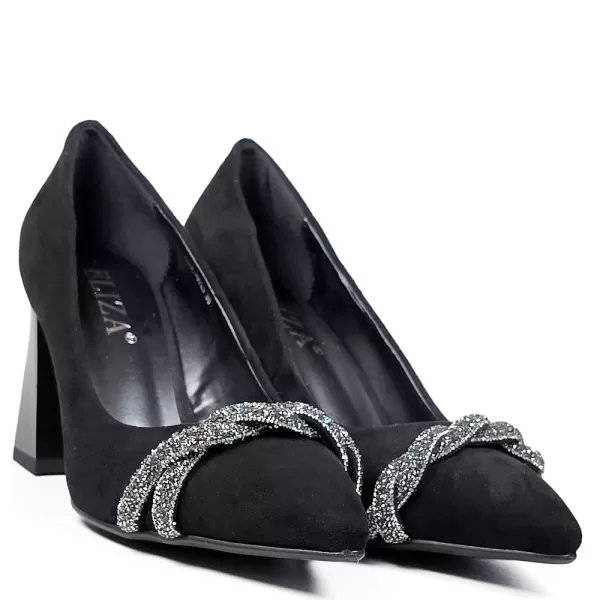 Ефектни дамски елегантни обувки Eliza от велур в черно 21684-1