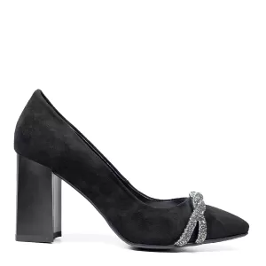 Ефектни дамски елегантни обувки Eliza от велур в ч...