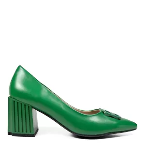 Дамски елегантни обувки Eliza в зелено с модерен ток 21688-2