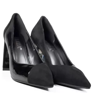 Дамски обувки Eliza от велур и лак в черен цвят 21...