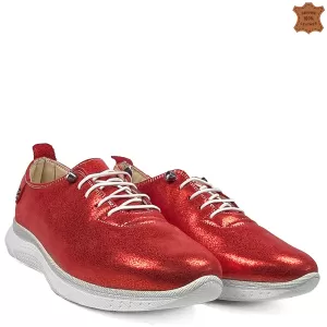 Дамски ежедневни обувки от ефектна кожа в червен ц...