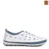 Дамски равни летни обувки в бяло и синьо 24042-7