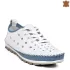 Дамски равни летни обувки в бяло и синьо 24042-7