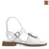 Дамски ниски сандали от естествена кожа в бял цвят 21353-2