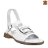 Дамски ниски сандали от естествена кожа в бял цвят 21353-2