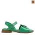 Дамски ниски сандали от естествена кожа в зелен цвят 21353-5