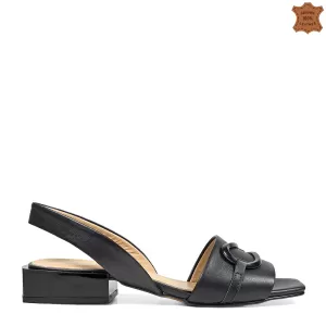 Черни елегантни дамски сандали с нисък ток 21376-5...