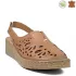 Кафяви дамски сандали от естествена кожа с перфорация 21556-6