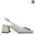 Елегантни дамски кожени сандали в резеда на ток 21557-2