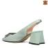 Елегантни дамски кожени сандали в резеда на ток 21557-2