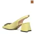 Елегантни дамски кожени сандали в жълто на ток 21557-4