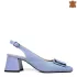 Елегантни дамски кожени сандали в синьо на ток 21557-5