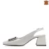 Сребристи елегантни дамски кожени сандали на ток 21557-7