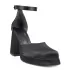 Черни дамски сандали от сатен на висок ток с платформа 21569-1