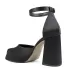 Черни дамски сандали от сатен на висок ток с платформа 21569-1