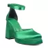 Зелени дамски сандали от сатен на висок ток с платформа 21569-2