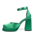 Зелени дамски сандали от сатен на висок ток с платформа 21569-2